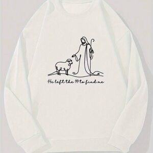 White Religious He Left the 99 Sweatshirt